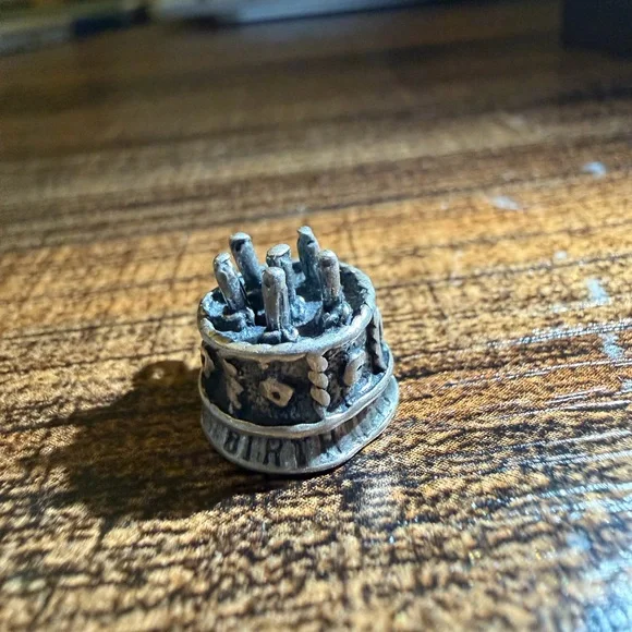 Vintage Sterling Silver Birthday Cake Charm - Picture 2 of 6